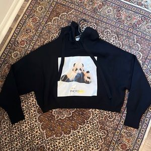 Zara Panda Crop top oversized hoodie